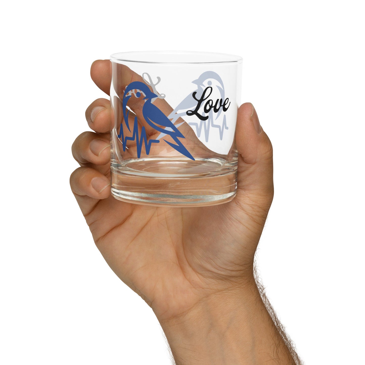 Blue Bird Heartbeat Rocks Glass - Rocks Glass - Discovery Co.