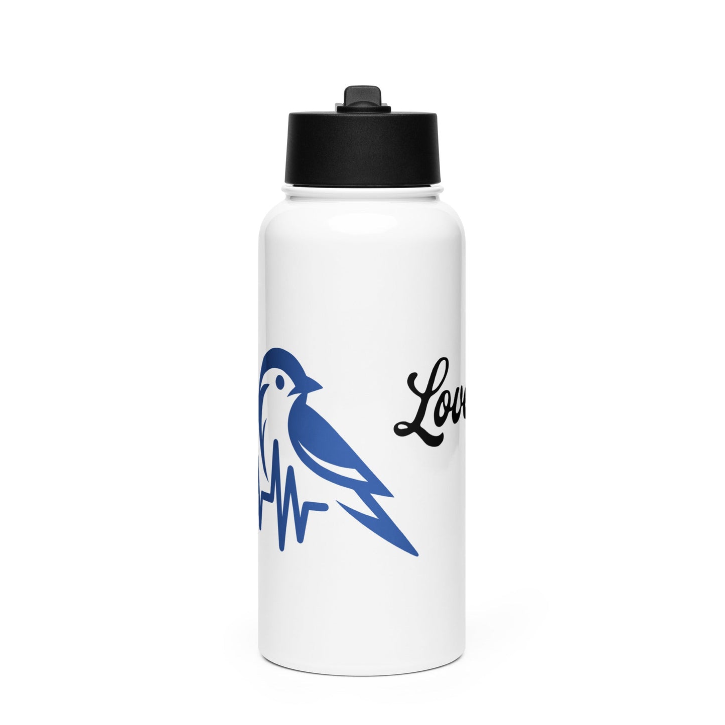 Blue Bird Heartbeat Stainless Steel Water Bottle With Straw Lid - Stainless Steel Water Bottle With Straw Lid - Discovery Co.