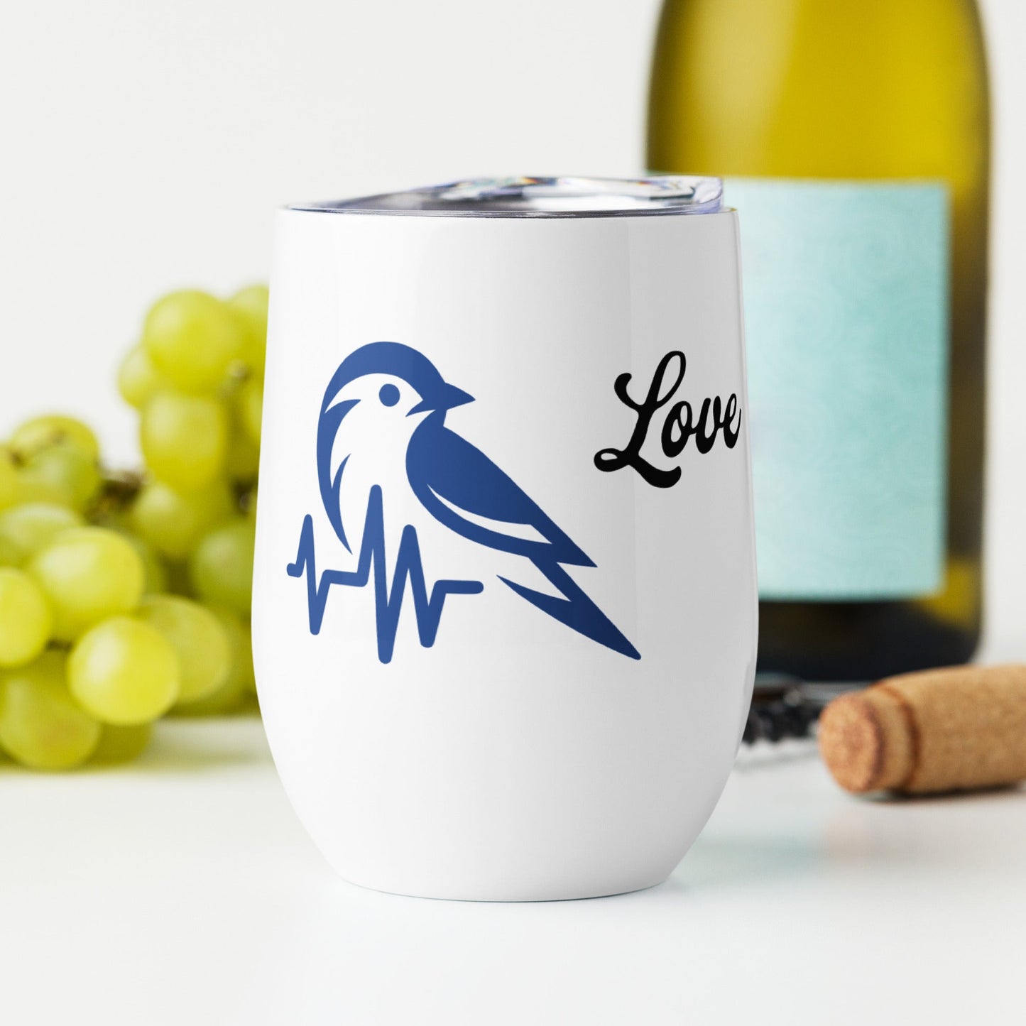 Blue Bird Heartbeat Stainless Steel Wine Tumbler - Steel Tumbler - Discovery Co.