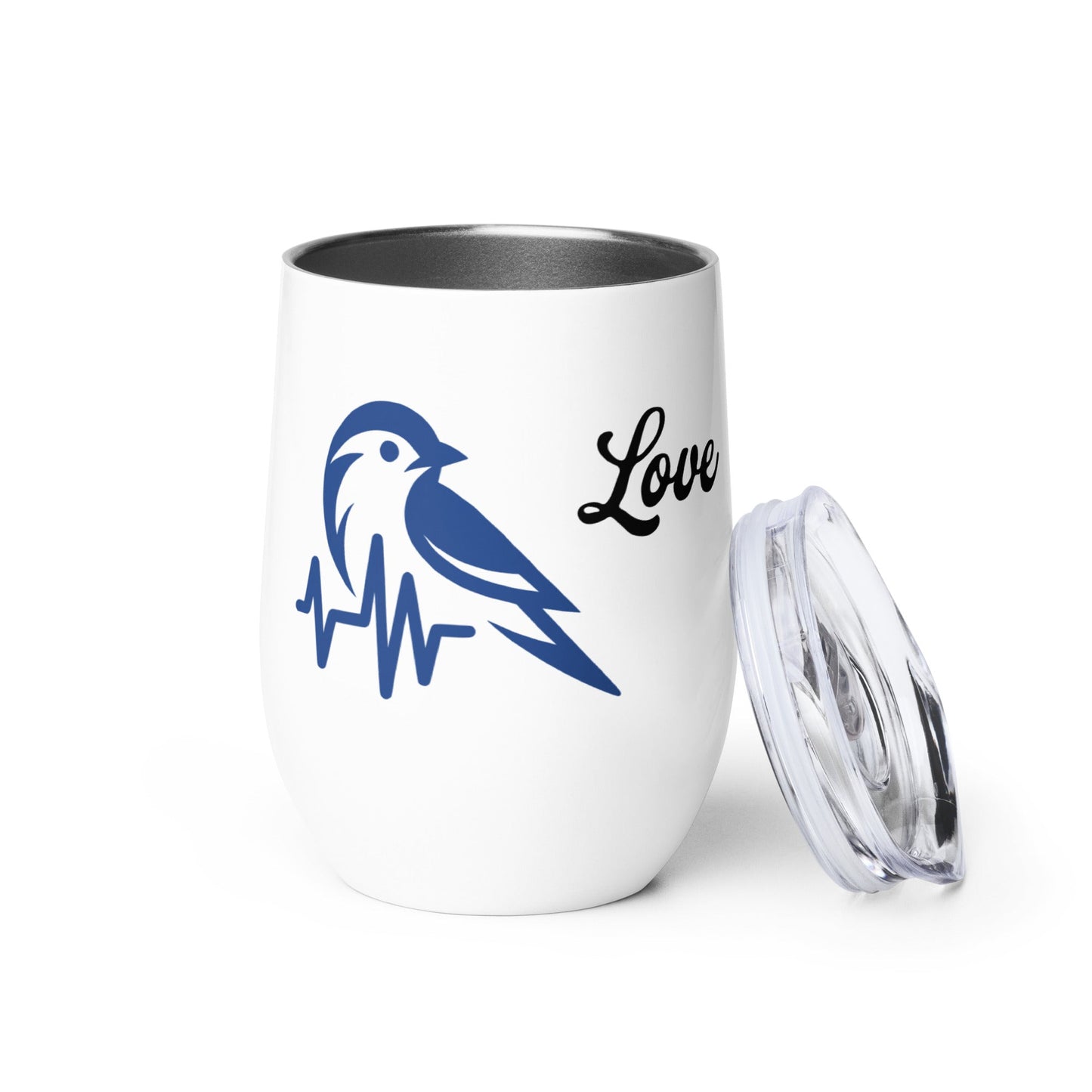 Blue Bird Heartbeat Stainless Steel Wine Tumbler - Steel Tumbler - Discovery Co.