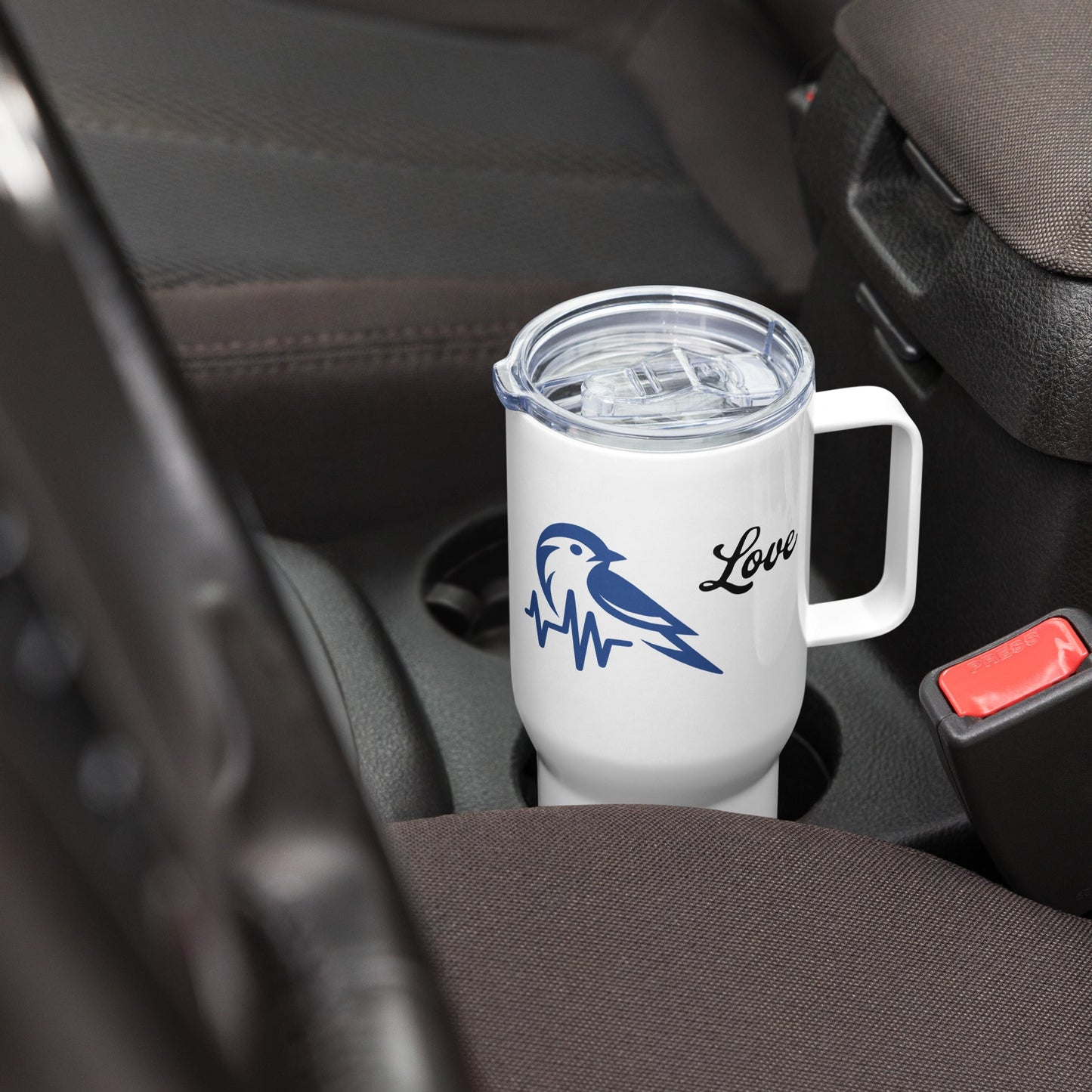 Blue Bird Heartbeat Travel Mug With Handle (25 oz and 40 oz) - Travel Mug - Discovery Co.