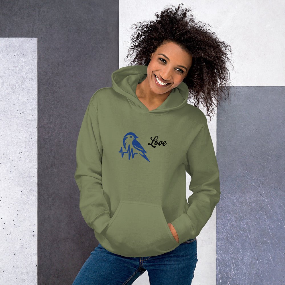 Blue Bird Heartbeat Women's (Unisex) Hoodie - Hoodies - Discovery Co.