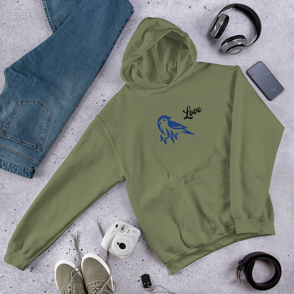 Blue Bird Heartbeat Women's (Unisex) Hoodie - Hoodies - Discovery Co.