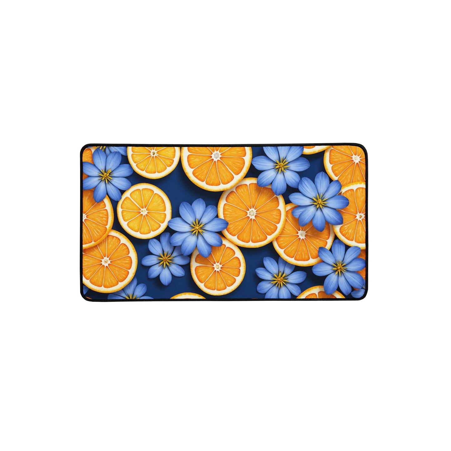 Blue Flowers And Oranges Desk Mat - Mouse Pads - Discovery Co.