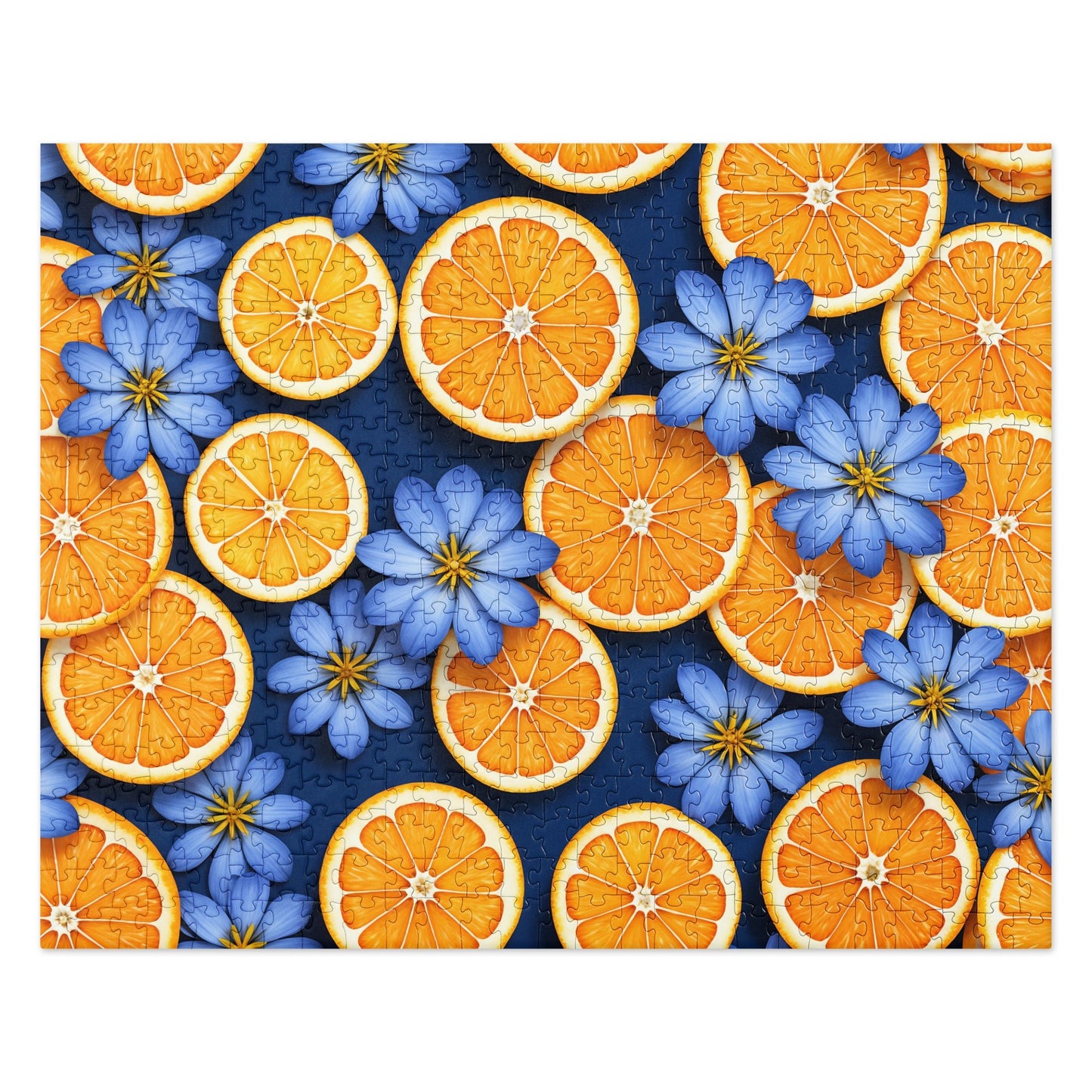 Blue Flowers And Oranges Jigsaw Puzzle - Puzzle - Discovery Co.