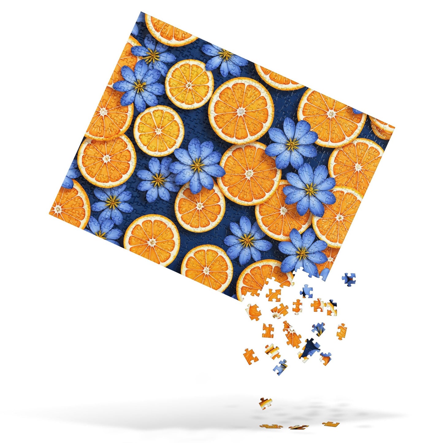 Blue Flowers And Oranges Jigsaw Puzzle - Puzzle - Discovery Co.