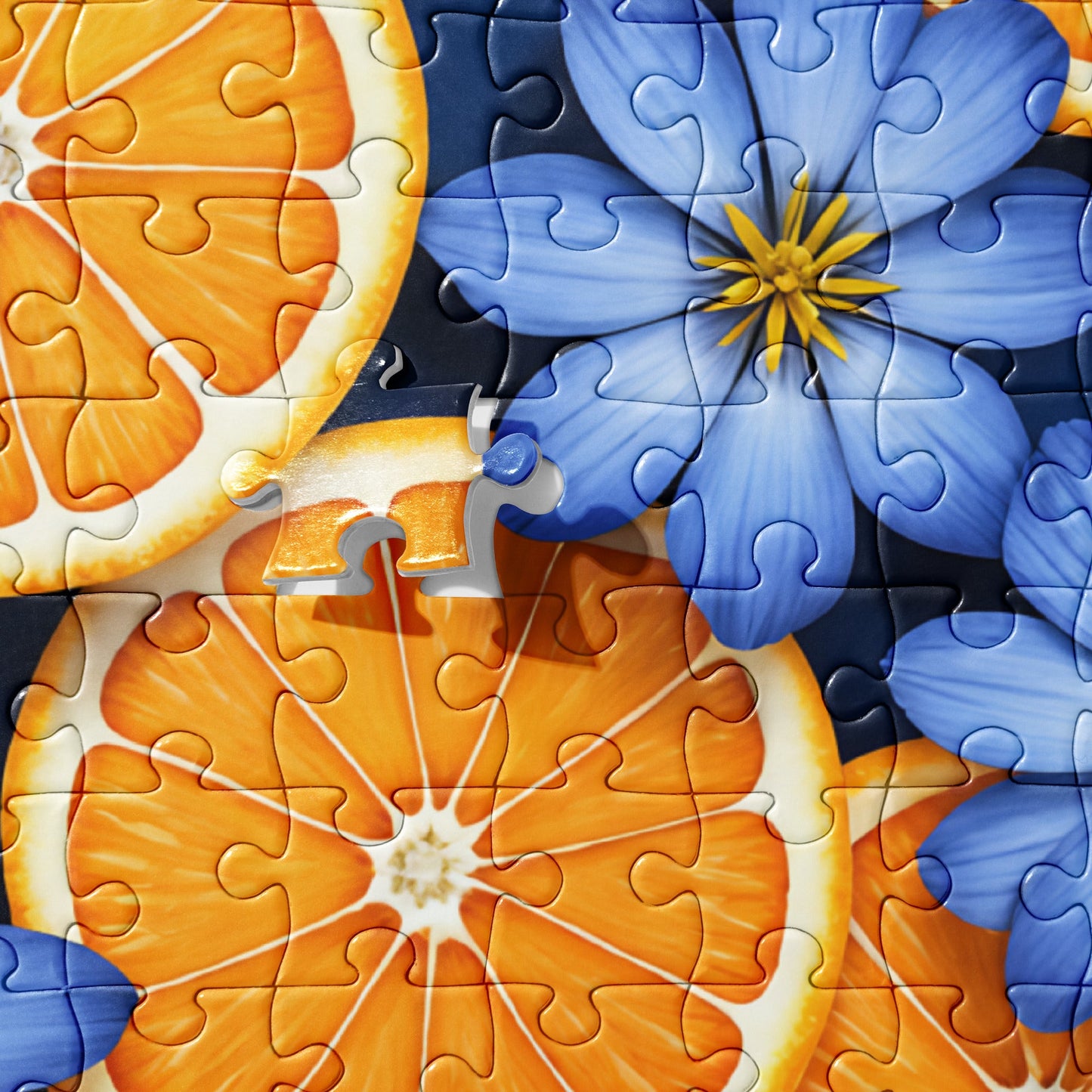 Blue Flowers And Oranges Jigsaw Puzzle - Puzzle - Discovery Co.