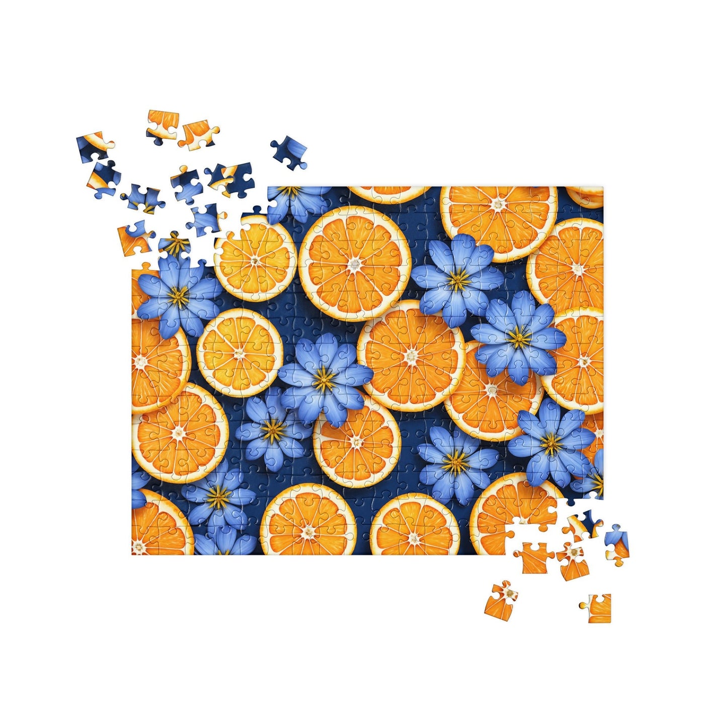 Blue Flowers And Oranges Jigsaw Puzzle - Puzzle - Discovery Co.