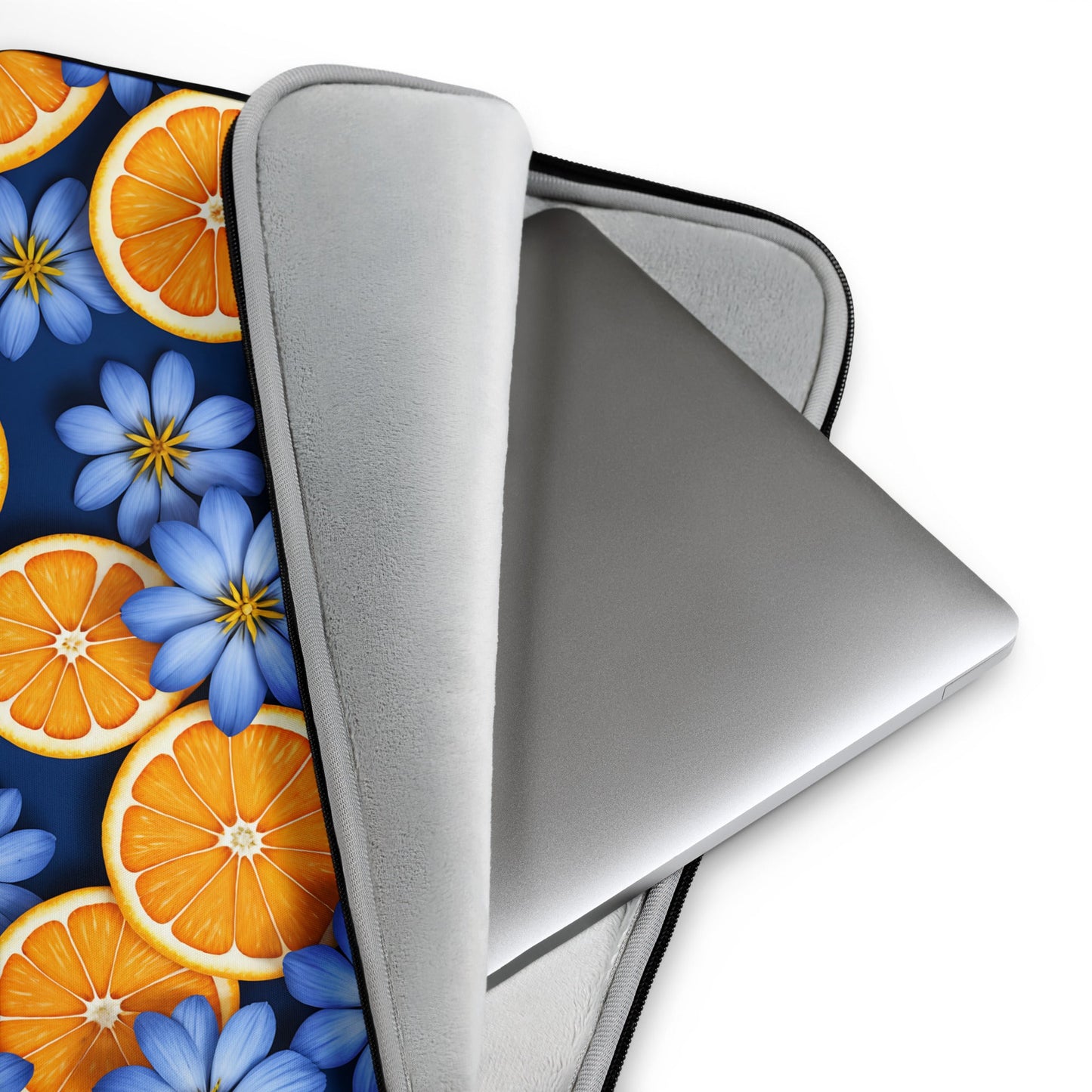 Blue Flowers and Oranges Laptop Sleeve - Laptop Cases - Discovery Co.
