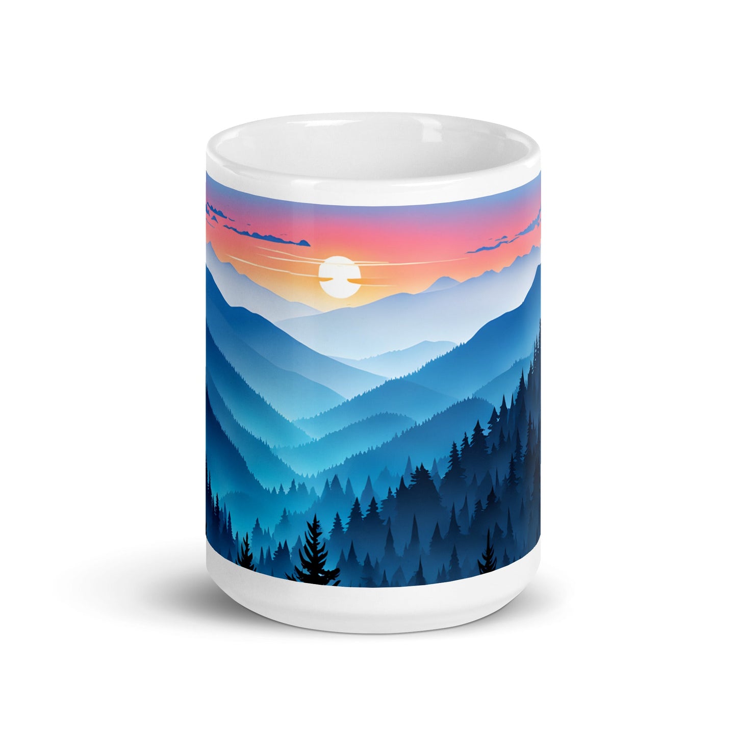 Blue Mountains White Glossy Mug (11 oz, 15 oz, 20 oz) - Mugs - Discovery Co.