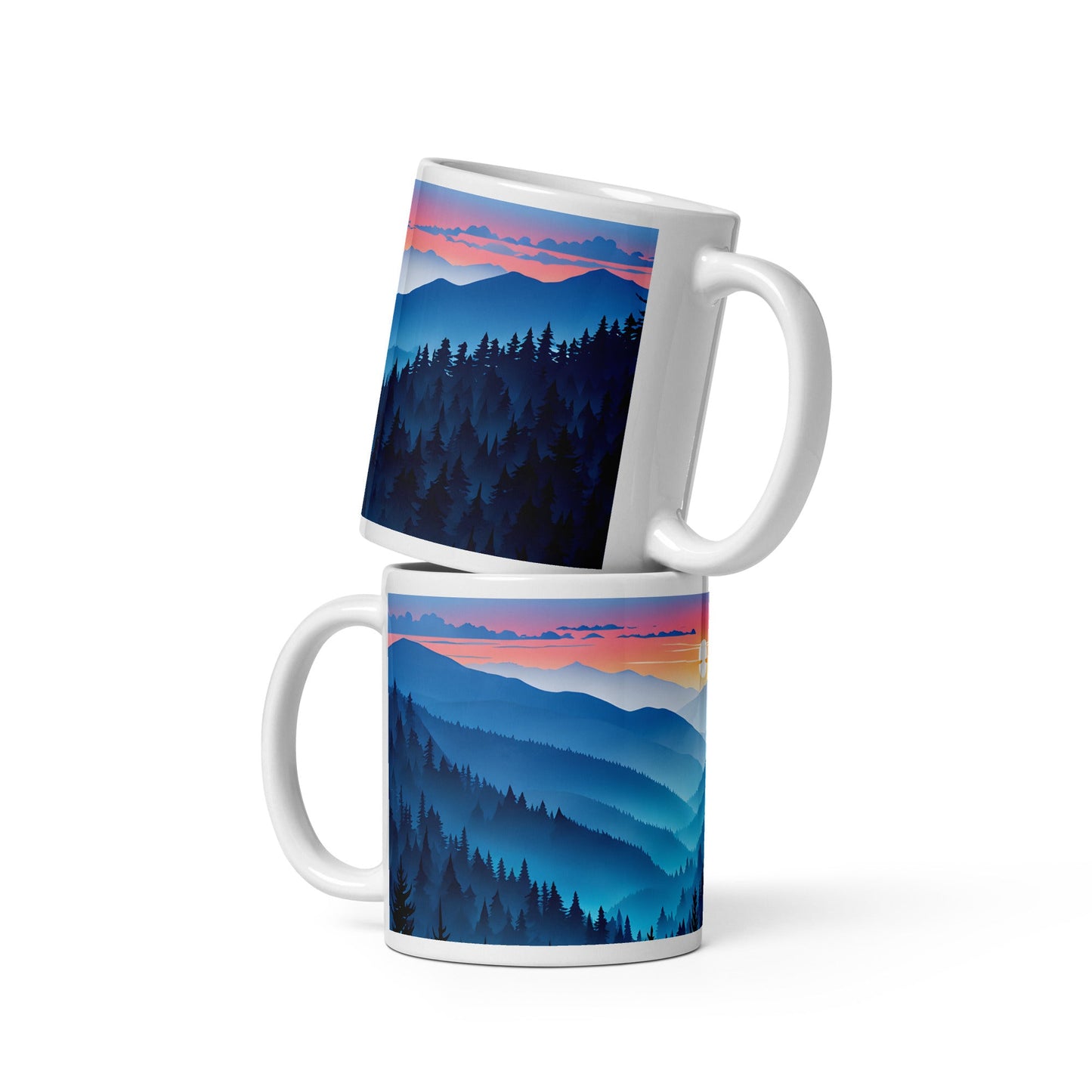 Blue Mountains White Glossy Mug (11 oz, 15 oz, 20 oz) - Mugs - Discovery Co.
