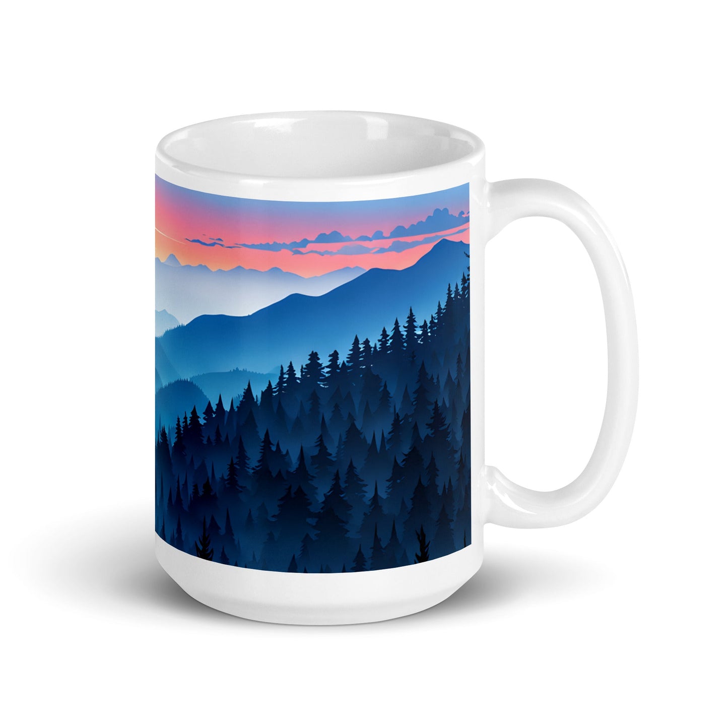 Blue Mountains White Glossy Mug (11 oz, 15 oz, 20 oz) - Mugs - Discovery Co.