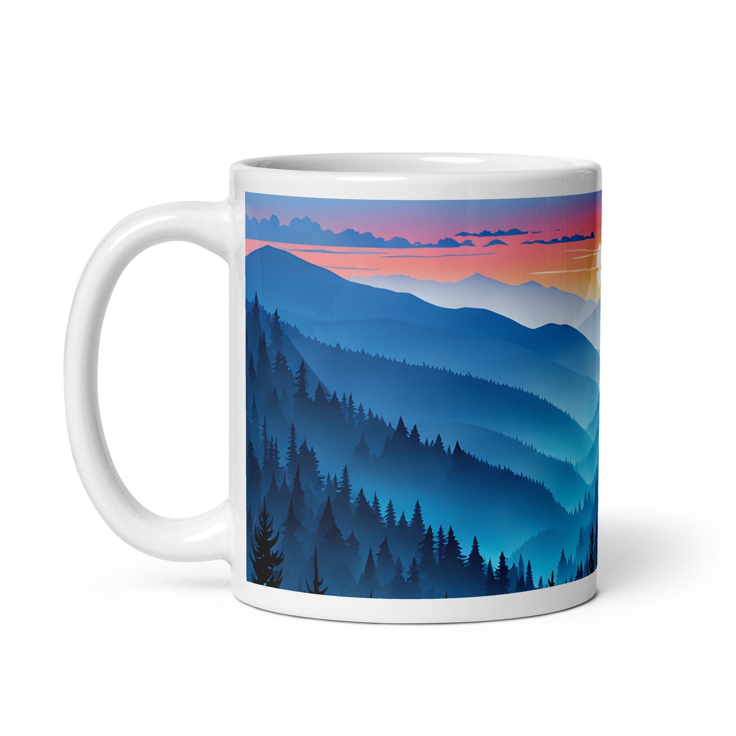 Blue Mountains White Glossy Mug (11 oz, 15 oz, 20 oz) - Mugs - Discovery Co.