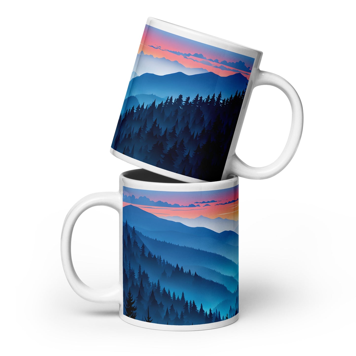 Blue Mountains White Glossy Mug (11 oz, 15 oz, 20 oz) - Mugs - Discovery Co.