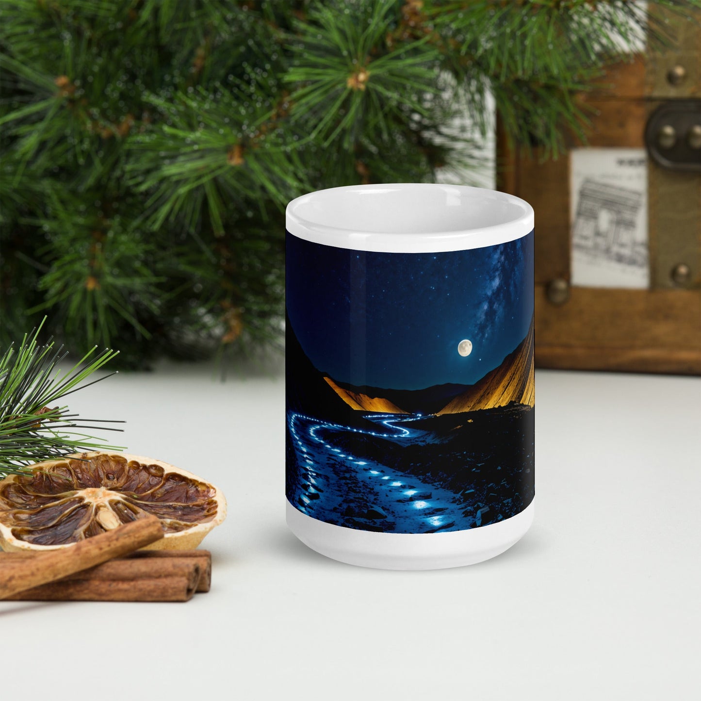 Blue Path White Glossy Mug (11 oz, 15 oz, 20 oz) - Mugs - Discovery Co.