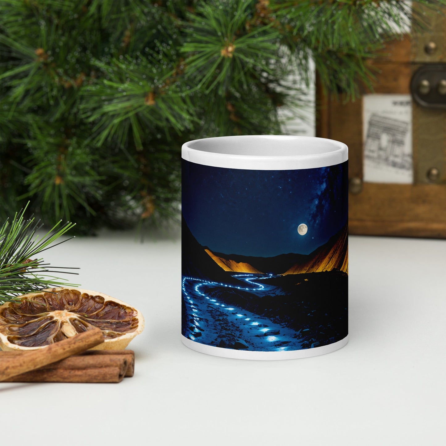 Blue Path White Glossy Mug (11 oz, 15 oz, 20 oz) - Mugs - Discovery Co.