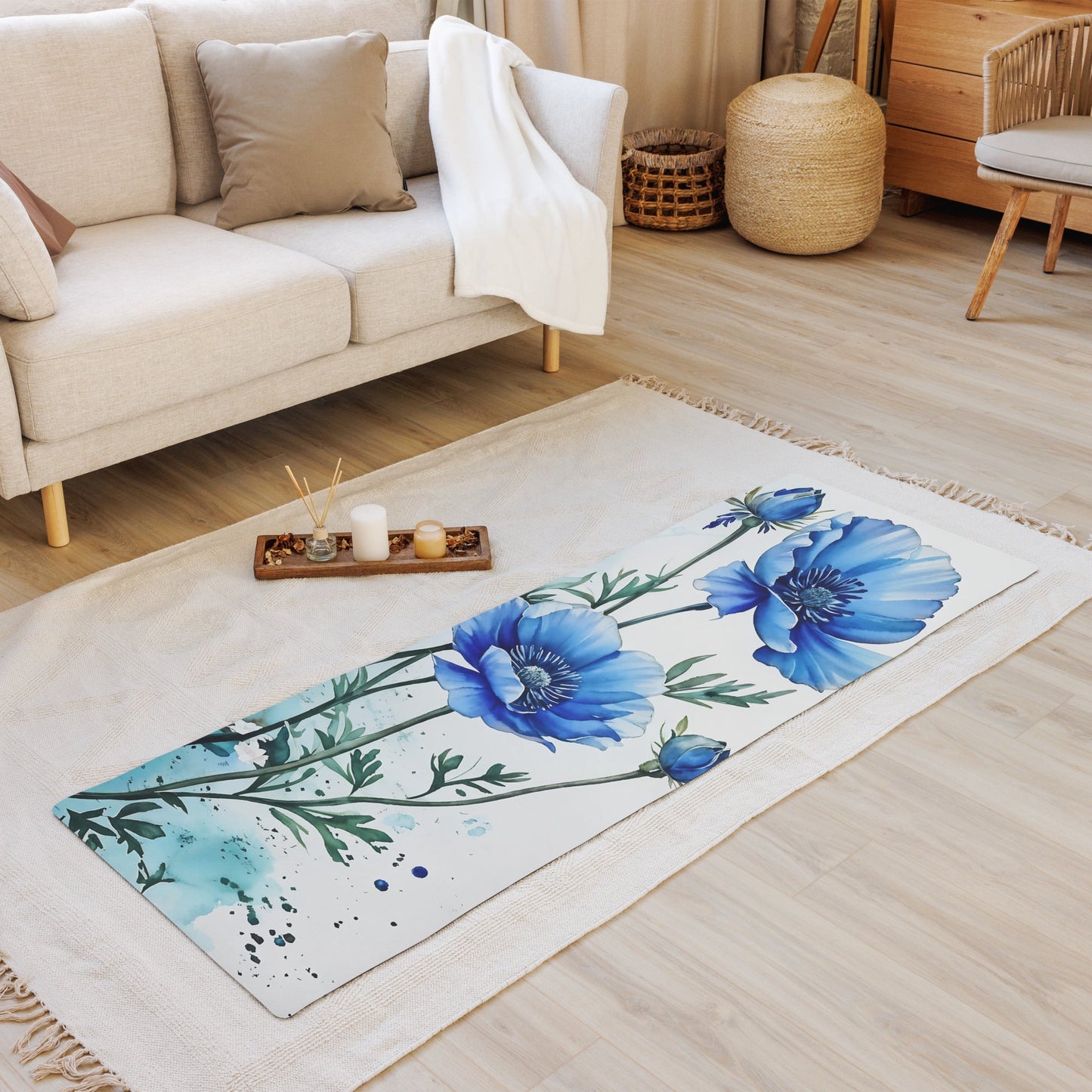 Blue Poppies II Yoga Mat - Yoga Mat - Discovery Co.