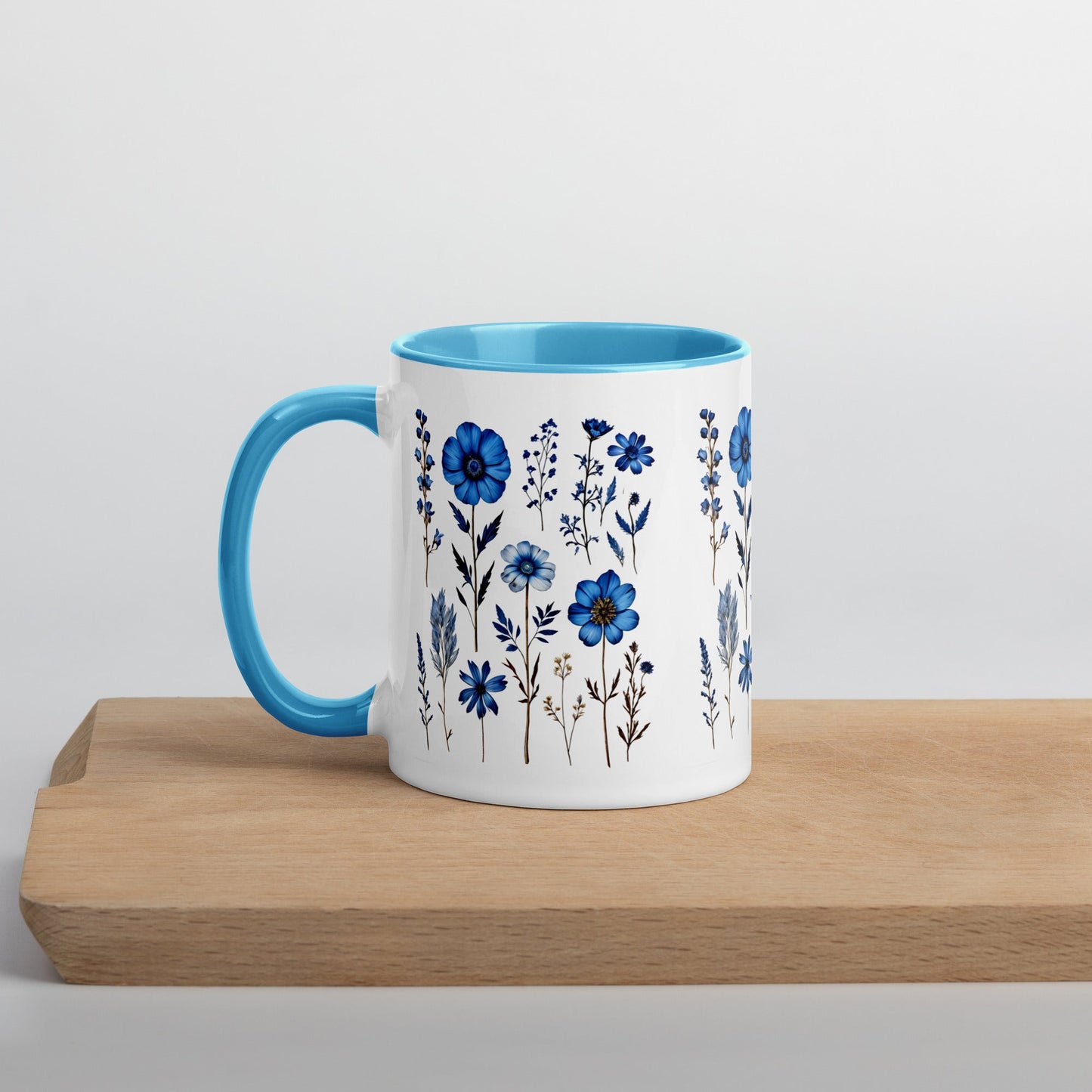 Blue Wildflowers Mug With Color Inside (11 oz and 15 oz) - Mugs - Discovery Co.