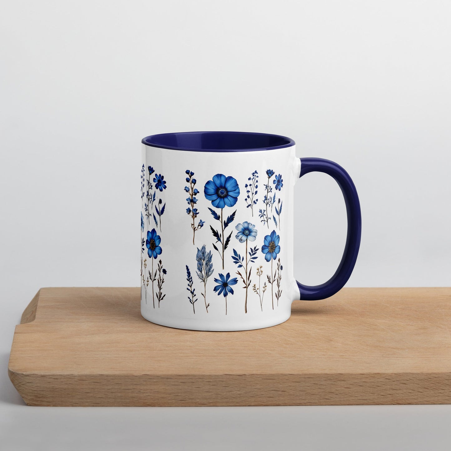 Blue Wildflowers Mug With Color Inside (11 oz and 15 oz) - Mugs - Discovery Co.