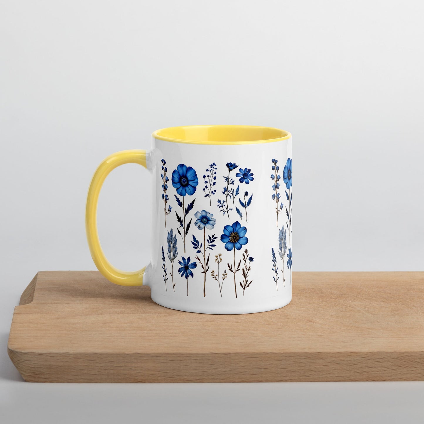 Blue Wildflowers Mug With Color Inside (11 oz and 15 oz) - Mugs - Discovery Co.