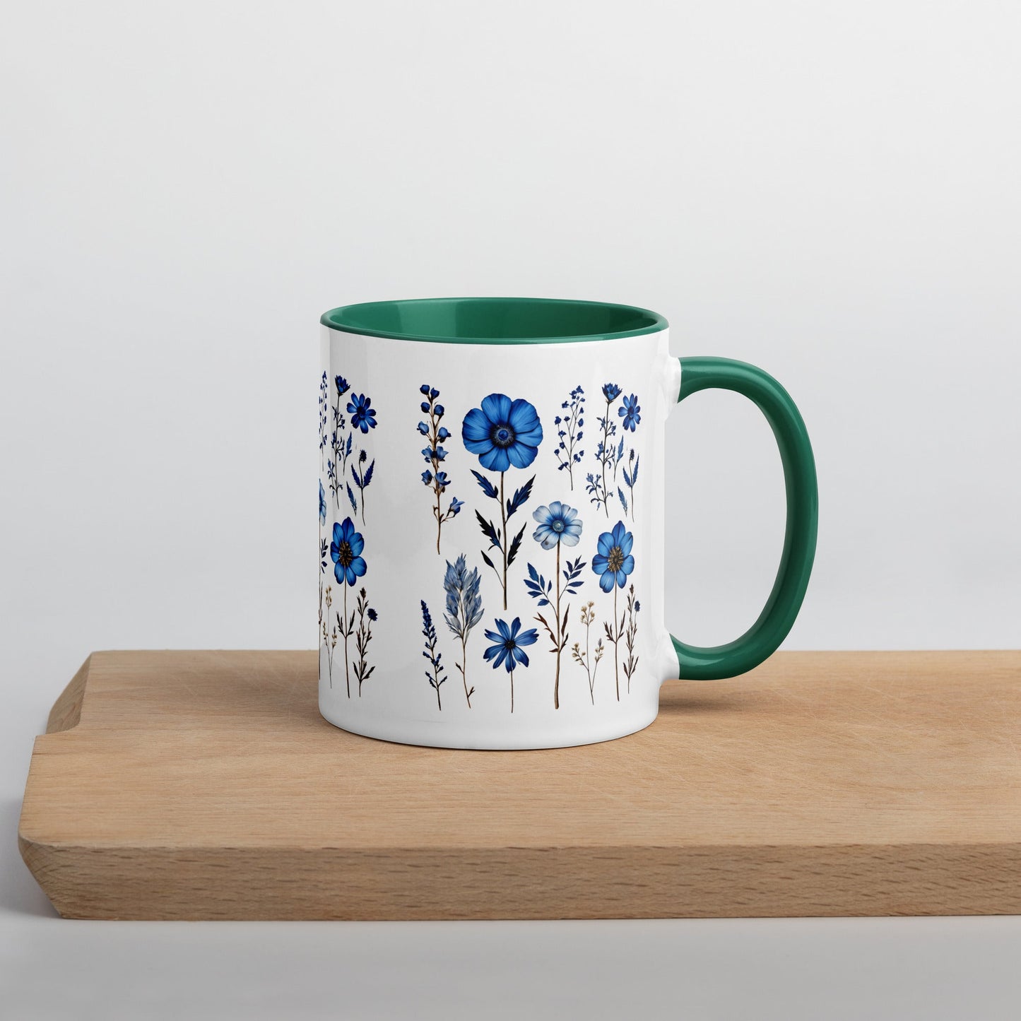 Blue Wildflowers Mug With Color Inside (11 oz and 15 oz) - Mugs - Discovery Co.