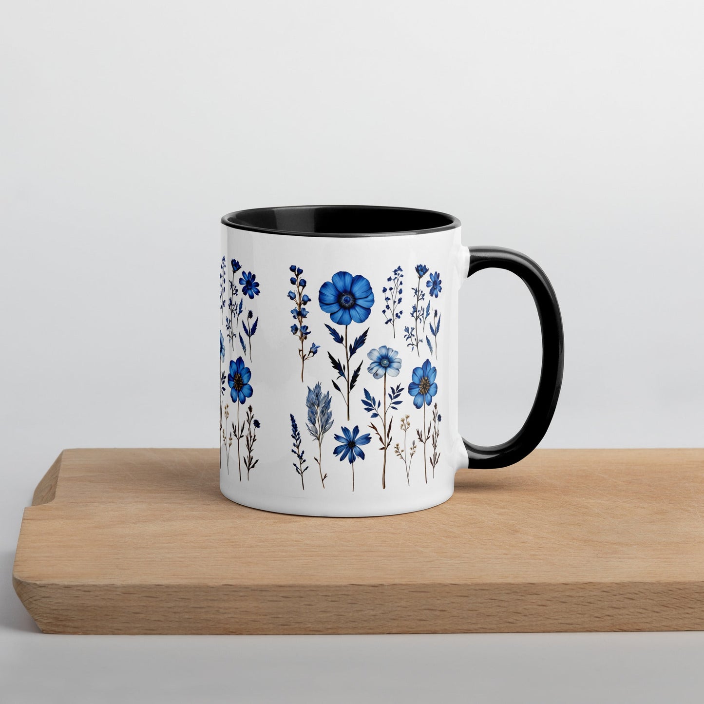 Blue Wildflowers Mug With Color Inside (11 oz and 15 oz) - Mugs - Discovery Co.