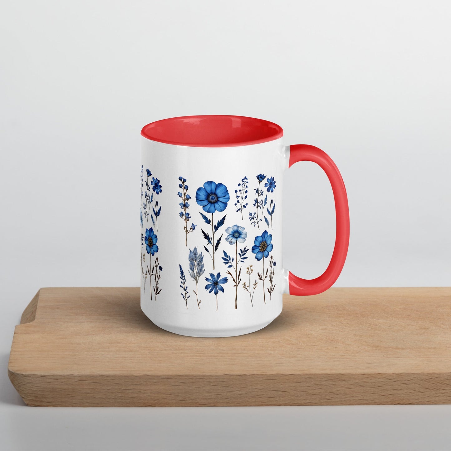 Blue Wildflowers Mug With Color Inside (11 oz and 15 oz) - Mugs - Discovery Co.