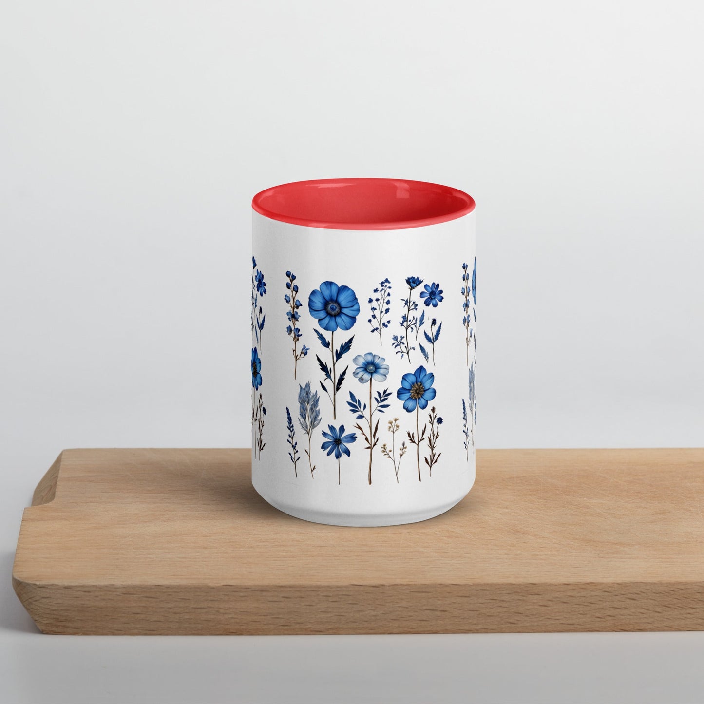 Blue Wildflowers Mug With Color Inside (11 oz and 15 oz) - Mugs - Discovery Co.
