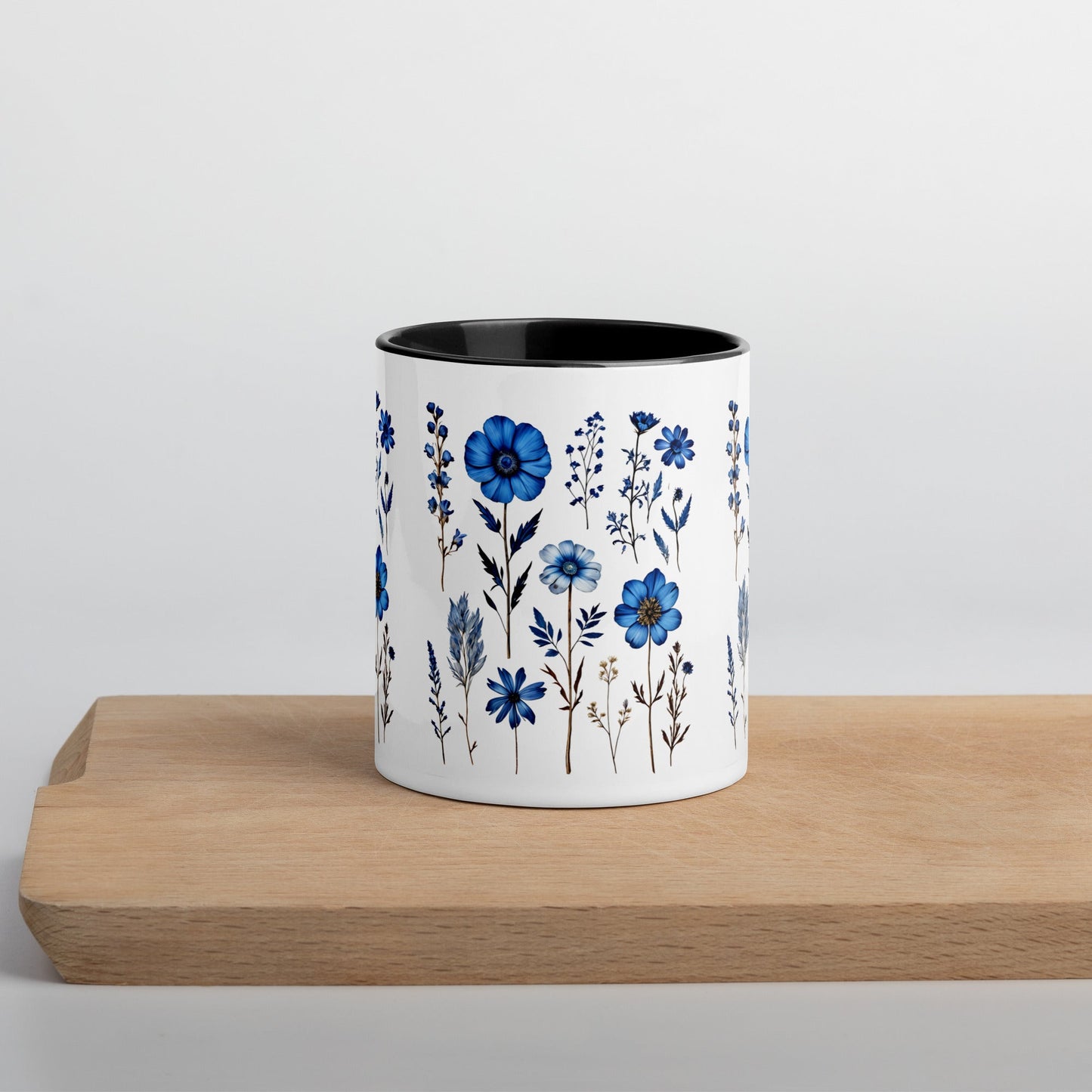 Blue Wildflowers Mug With Color Inside (11 oz and 15 oz) - Mugs - Discovery Co.