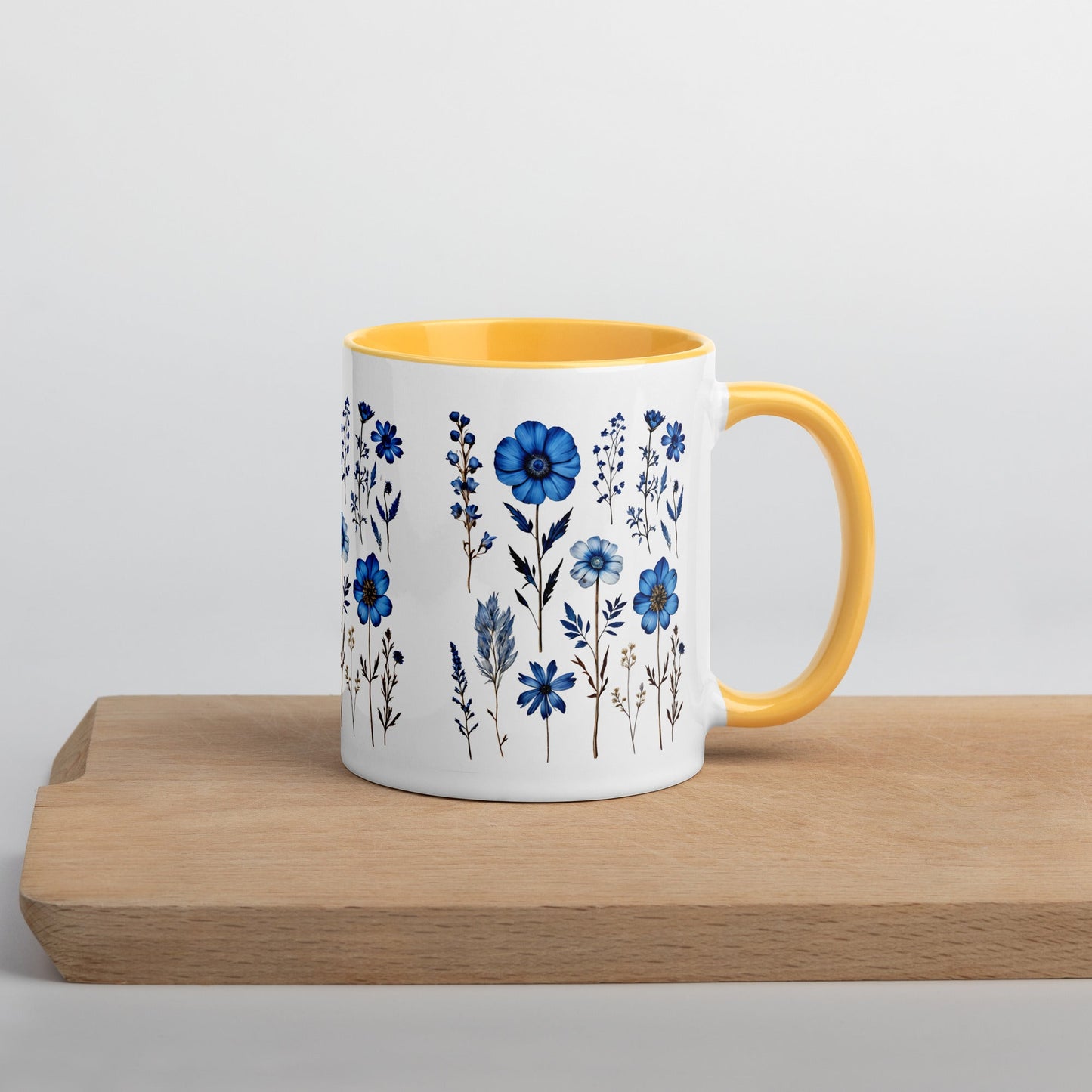Blue Wildflowers Mug With Color Inside (11 oz and 15 oz) - Mugs - Discovery Co.