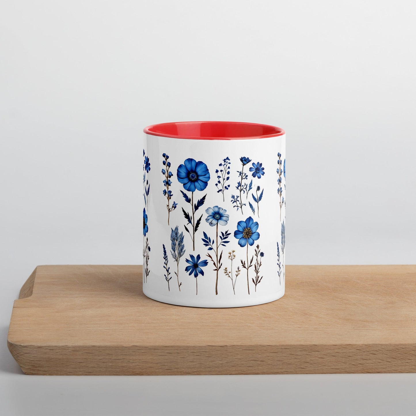Blue Wildflowers Mug With Color Inside (11 oz and 15 oz) - Mugs - Discovery Co.