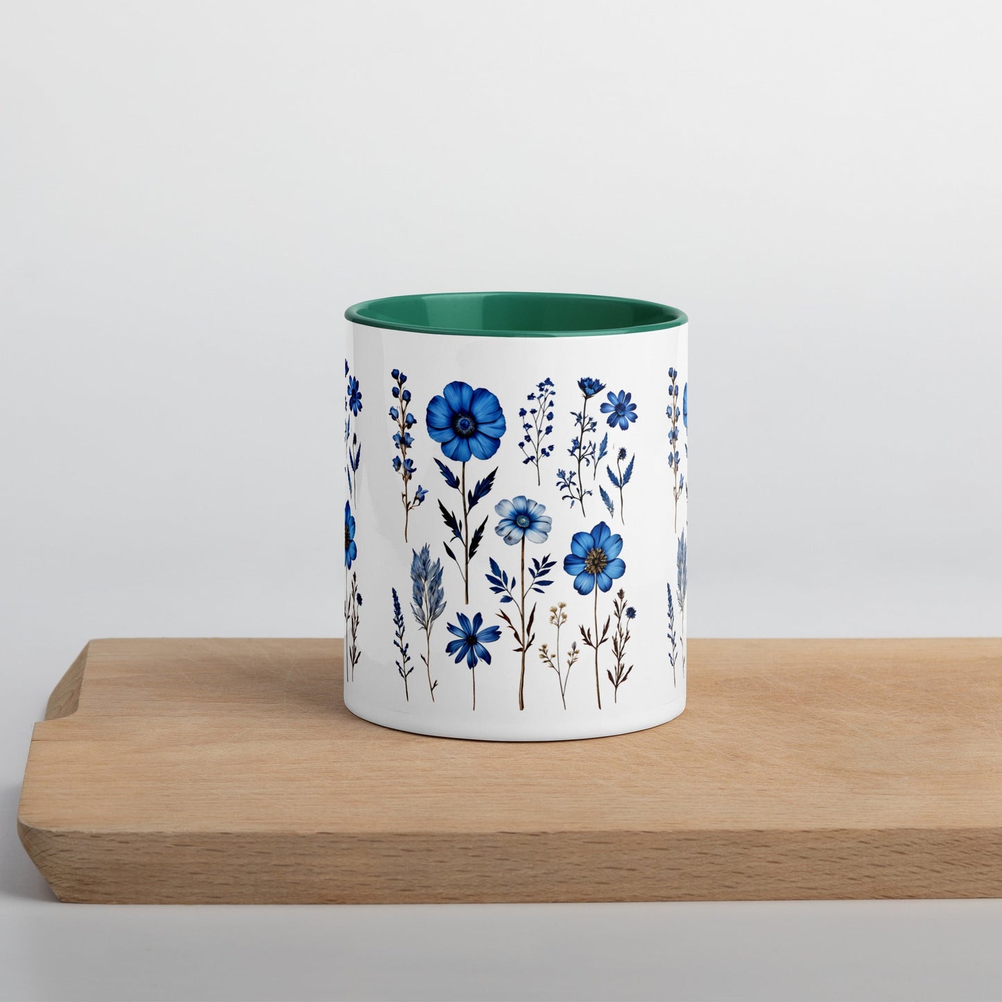 Blue Wildflowers Mug With Color Inside (11 oz and 15 oz) - Mugs - Discovery Co.