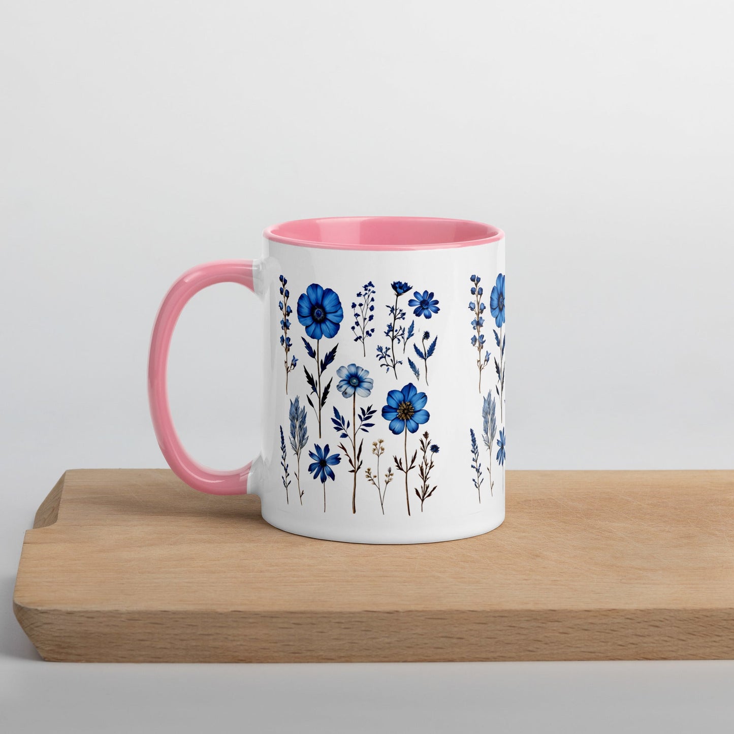 Blue Wildflowers Mug With Color Inside (11 oz and 15 oz) - Mugs - Discovery Co.