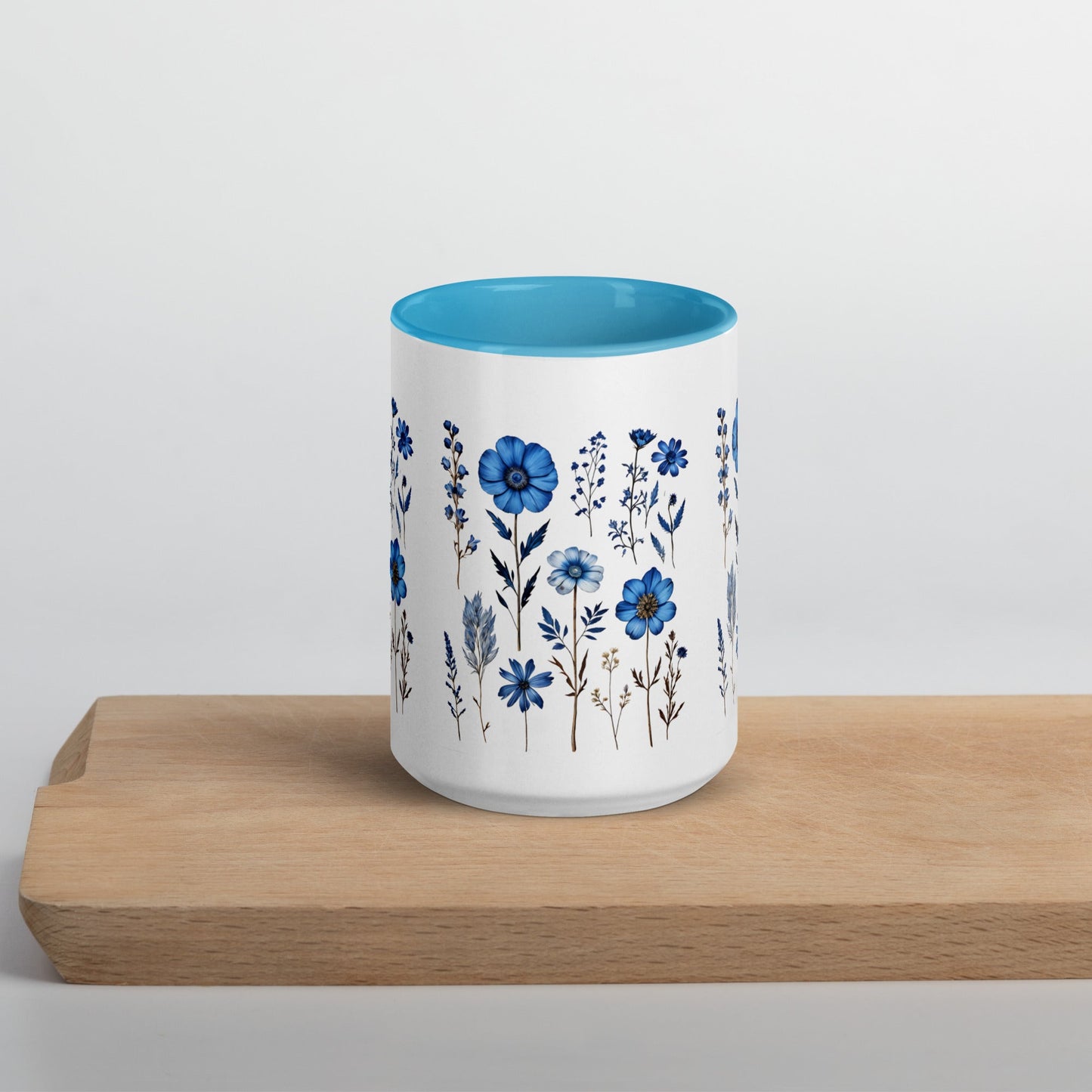 Blue Wildflowers Mug With Color Inside (11 oz and 15 oz) - Mugs - Discovery Co.