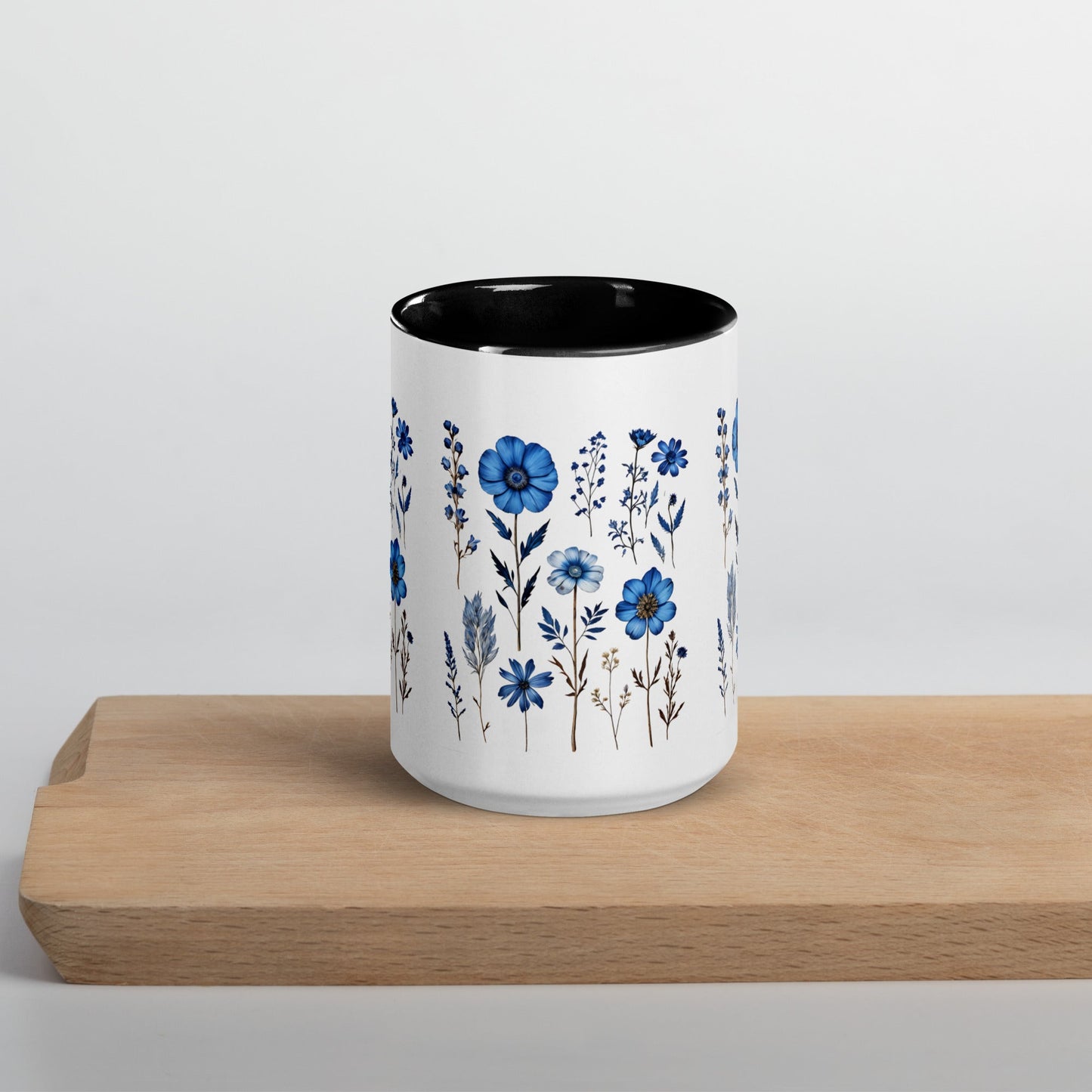 Blue Wildflowers Mug With Color Inside (11 oz and 15 oz) - Mugs - Discovery Co.