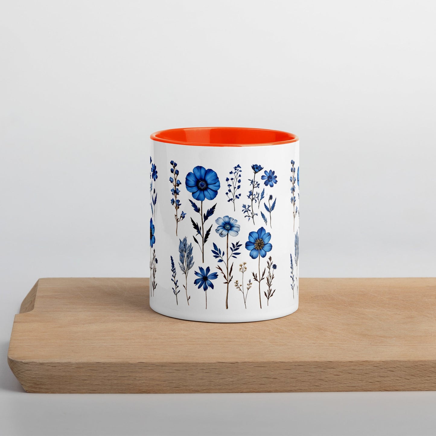 Blue Wildflowers Mug With Color Inside (11 oz and 15 oz) - Mugs - Discovery Co.
