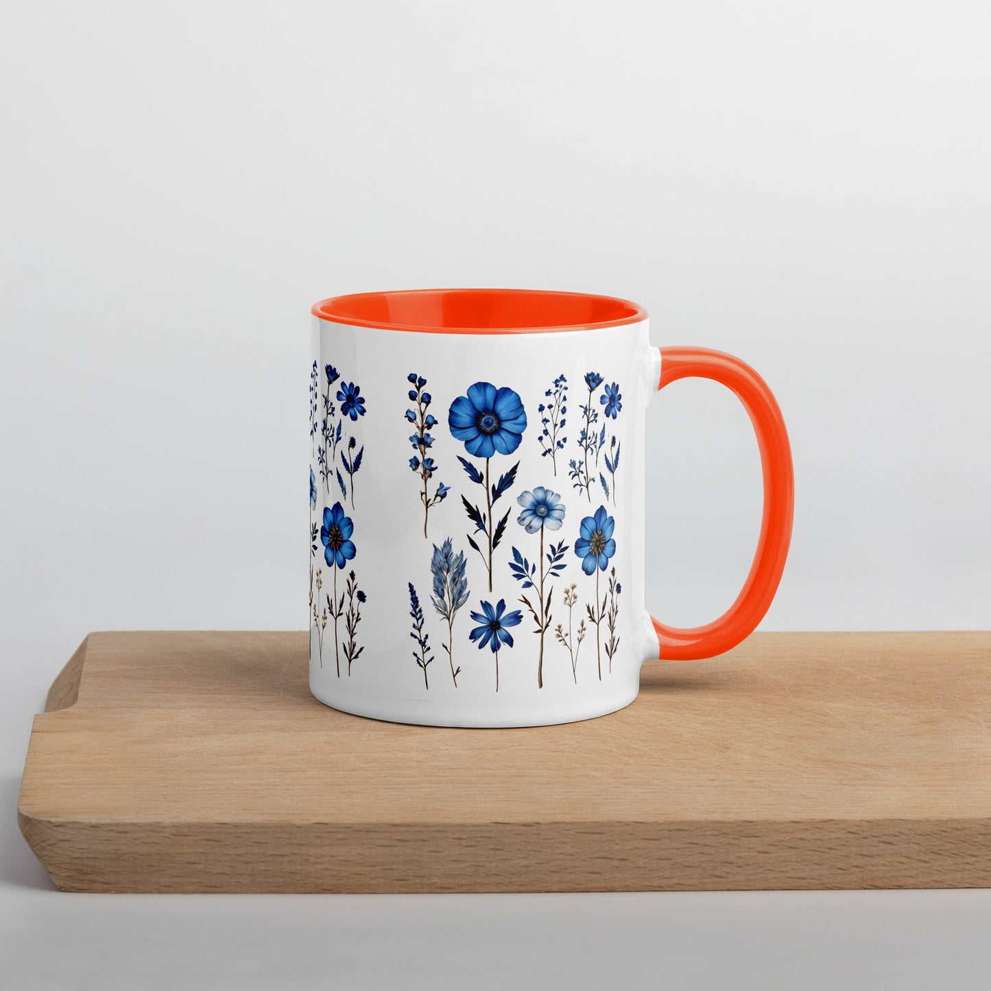 Blue Wildflowers Mug With Color Inside (11 oz and 15 oz) - Mugs - Discovery Co.