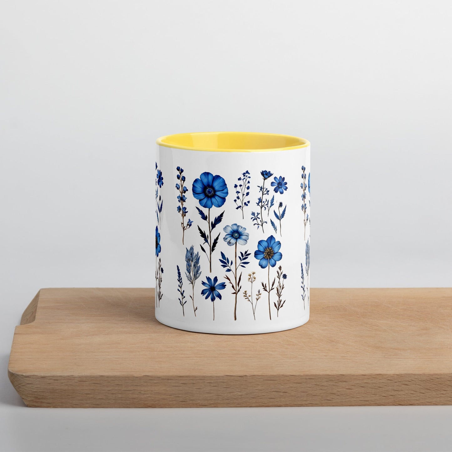 Blue Wildflowers Mug With Color Inside (11 oz and 15 oz) - Mugs - Discovery Co.