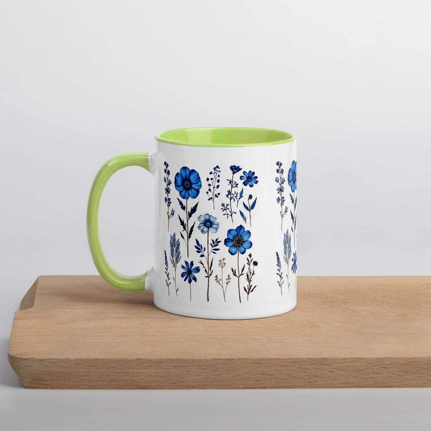 Blue Wildflowers Mug With Color Inside (11 oz and 15 oz) - Mugs - Discovery Co.