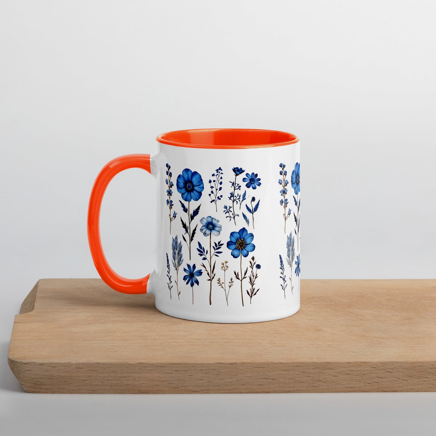 Blue Wildflowers Mug With Color Inside (11 oz and 15 oz) - Mugs - Discovery Co.