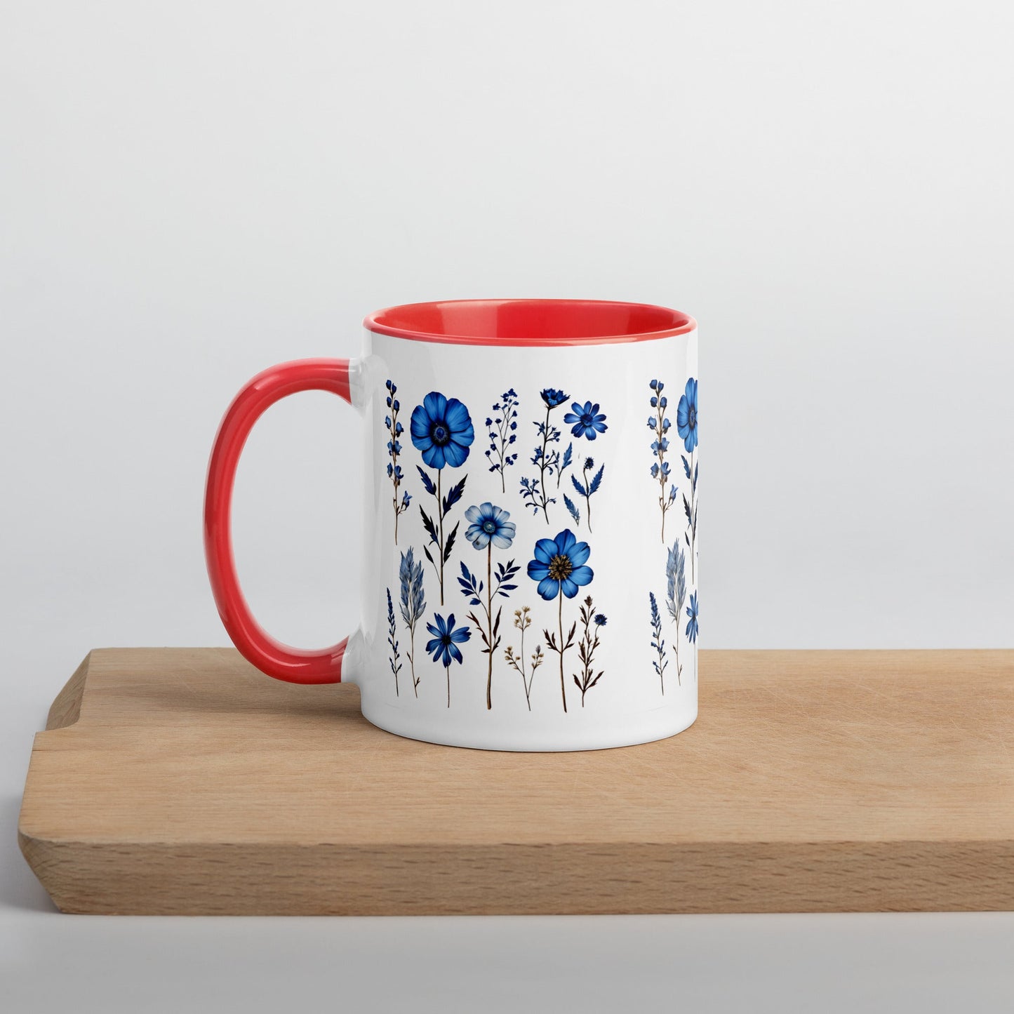 Blue Wildflowers Mug With Color Inside (11 oz and 15 oz) - Mugs - Discovery Co.