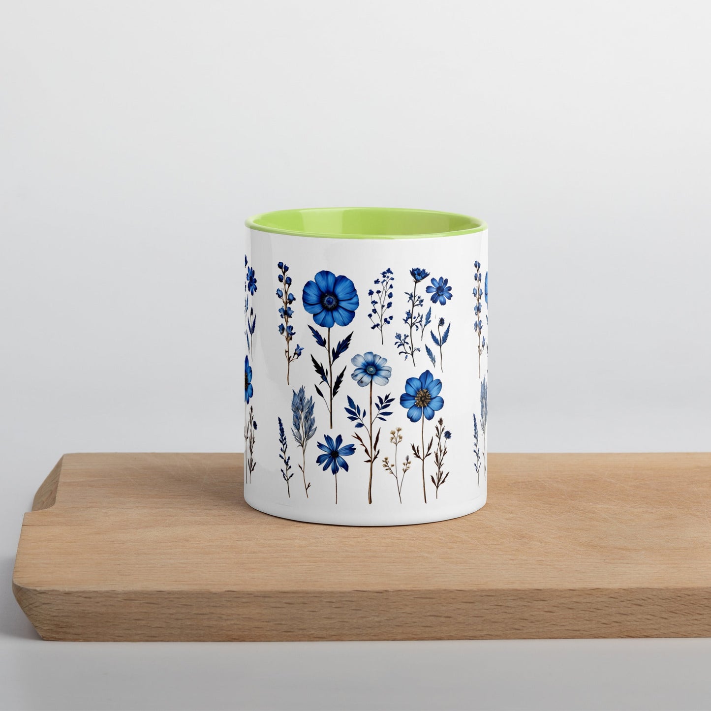 Blue Wildflowers Mug With Color Inside (11 oz and 15 oz) - Mugs - Discovery Co.