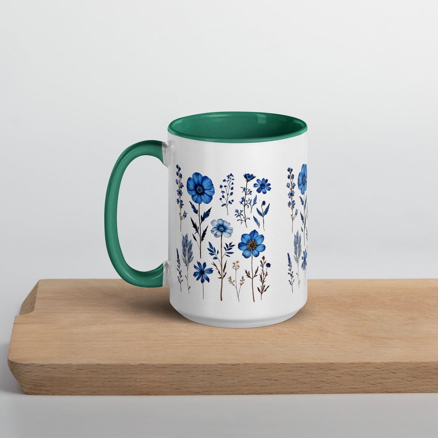 Blue Wildflowers Mug With Color Inside (11 oz and 15 oz) - Mugs - Discovery Co.