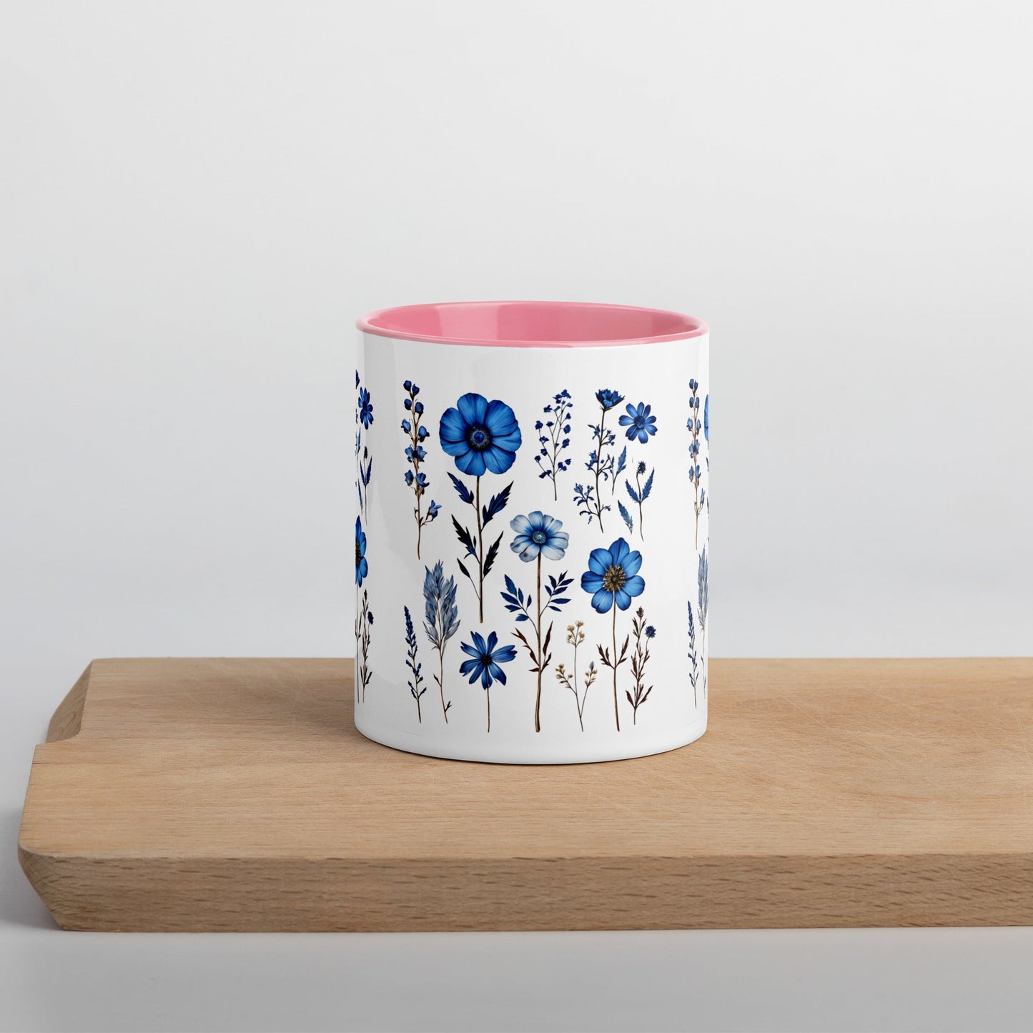 Blue Wildflowers Mug With Color Inside (11 oz and 15 oz) - Mugs - Discovery Co.