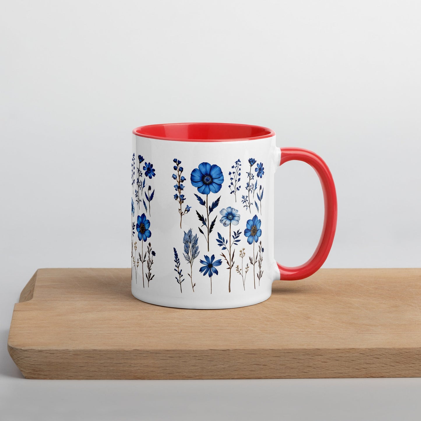 Blue Wildflowers Mug With Color Inside (11 oz and 15 oz) - Mugs - Discovery Co.