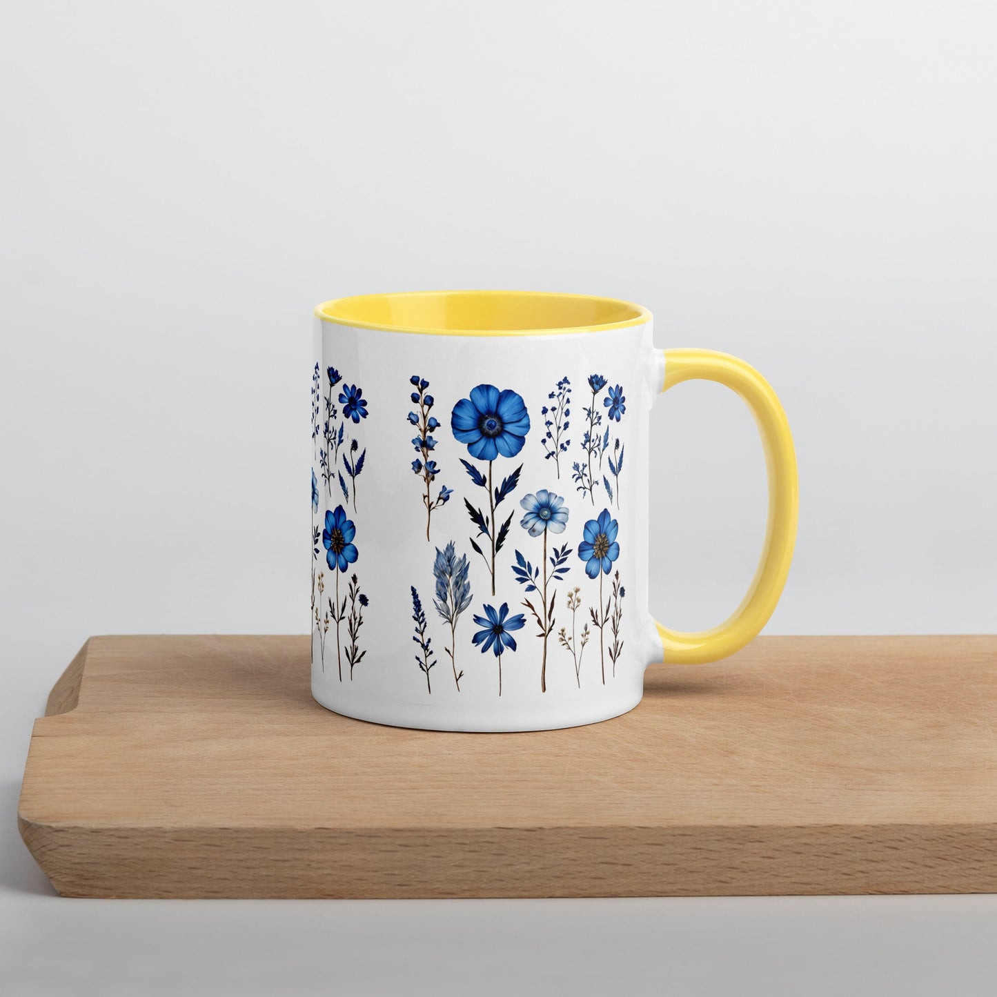 Blue Wildflowers Mug With Color Inside (11 oz and 15 oz) - Mugs - Discovery Co.
