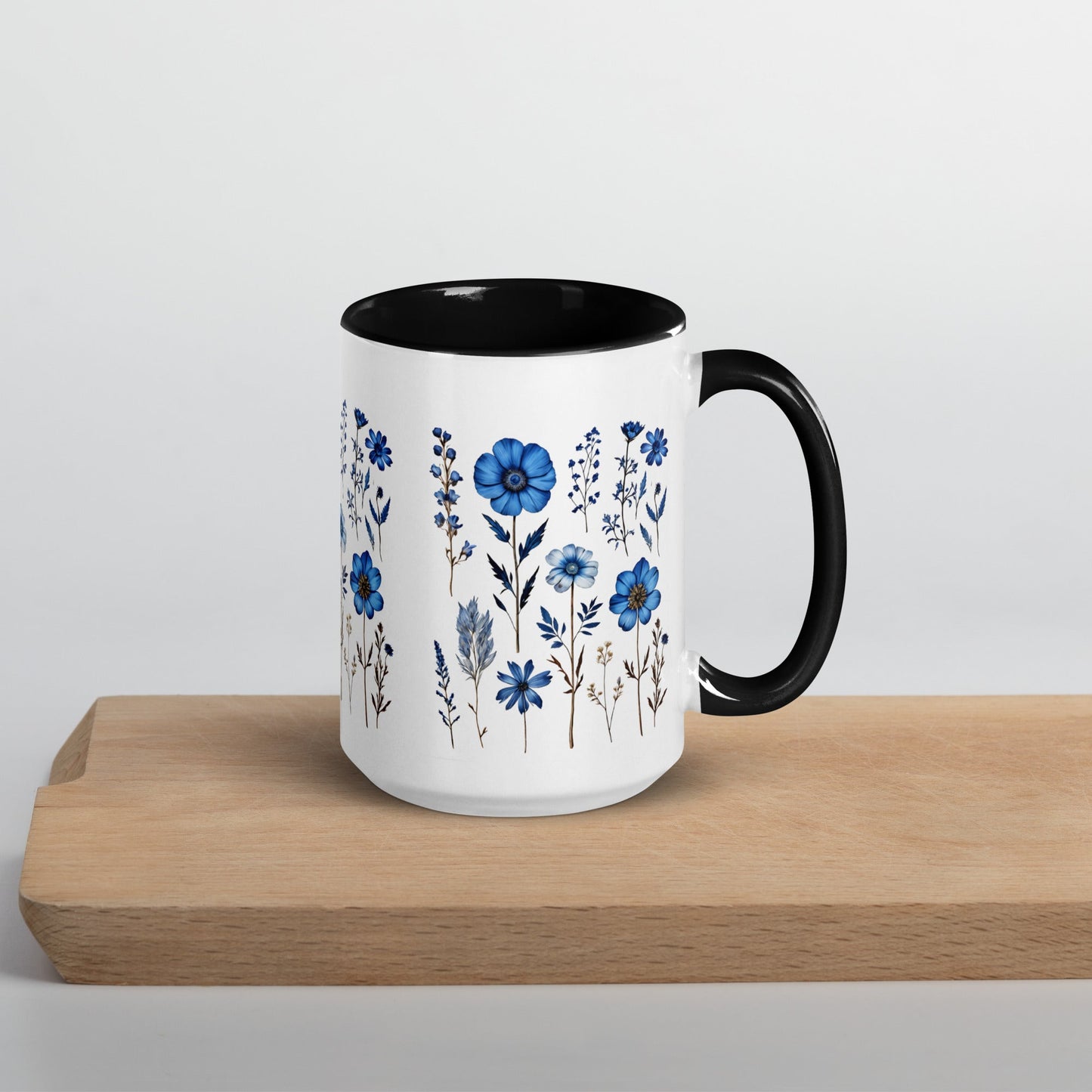 Blue Wildflowers Mug With Color Inside (11 oz and 15 oz) - Mugs - Discovery Co.