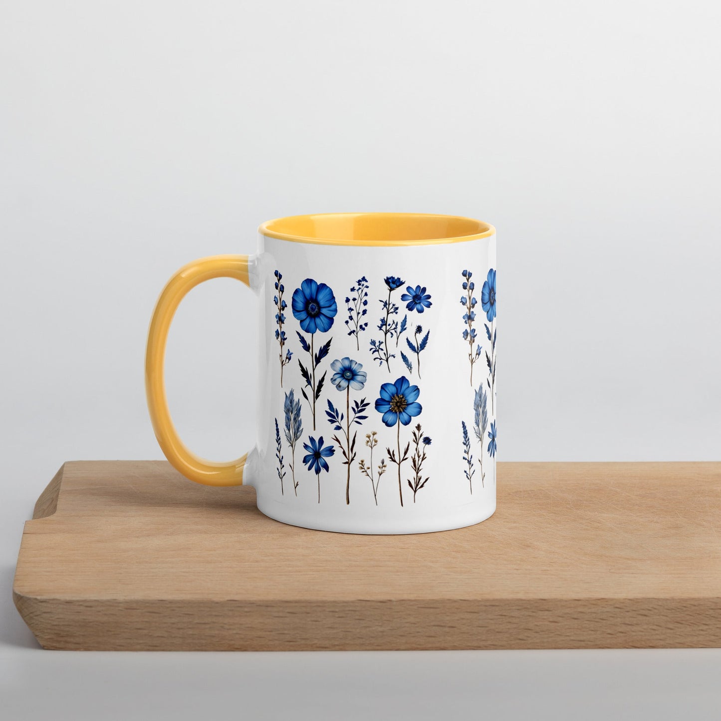 Blue Wildflowers Mug With Color Inside (11 oz and 15 oz) - Mugs - Discovery Co.