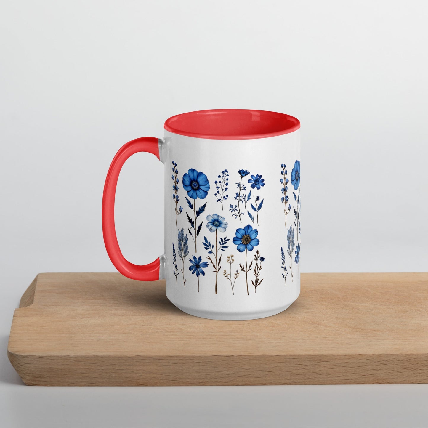 Blue Wildflowers Mug With Color Inside (11 oz and 15 oz) - Mugs - Discovery Co.