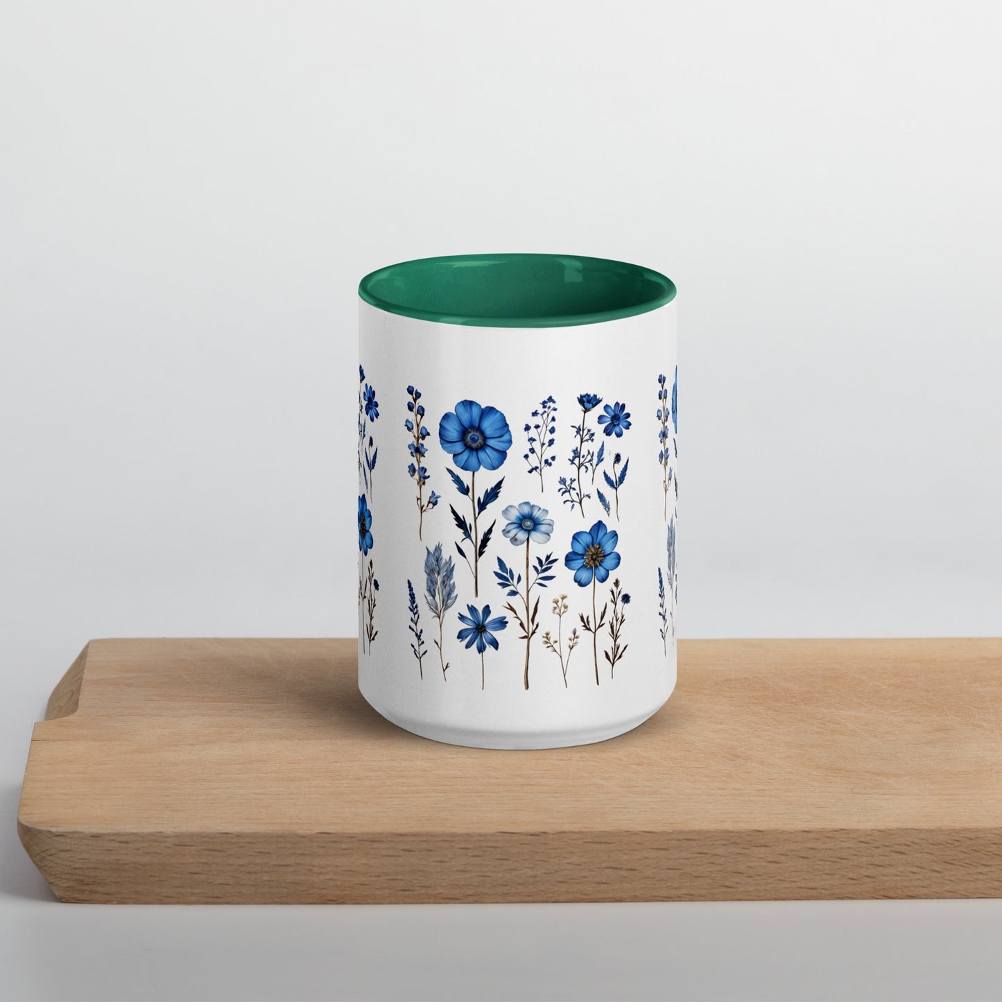 Blue Wildflowers Mug With Color Inside (11 oz and 15 oz) - Mugs - Discovery Co.